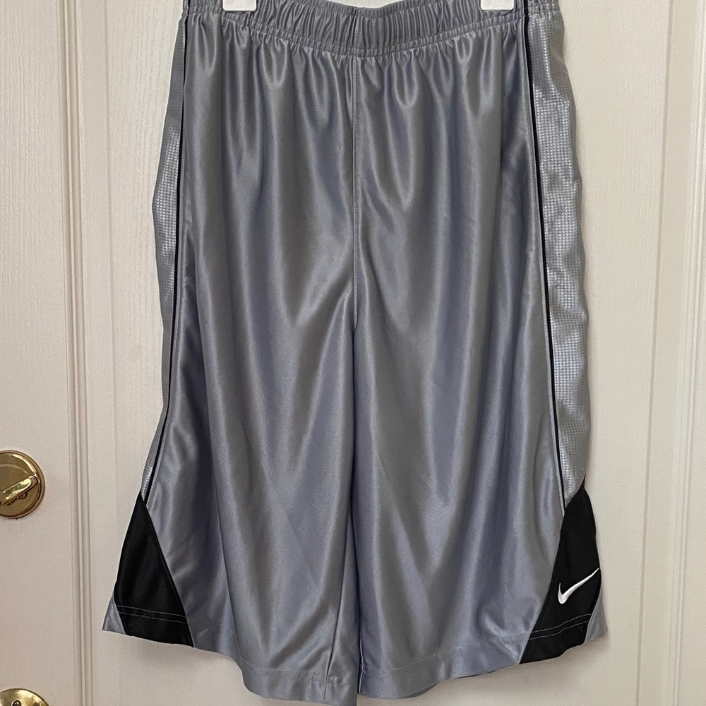 Nike Big Kids Silver and Black Sports Shorts